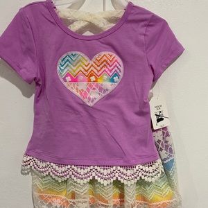 NEW! Girls 2PC Rainbow Shirt & Skirt Combo